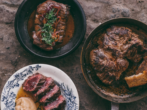 Bavette, Platte Kraai en Spinnekop à l'echalotte
